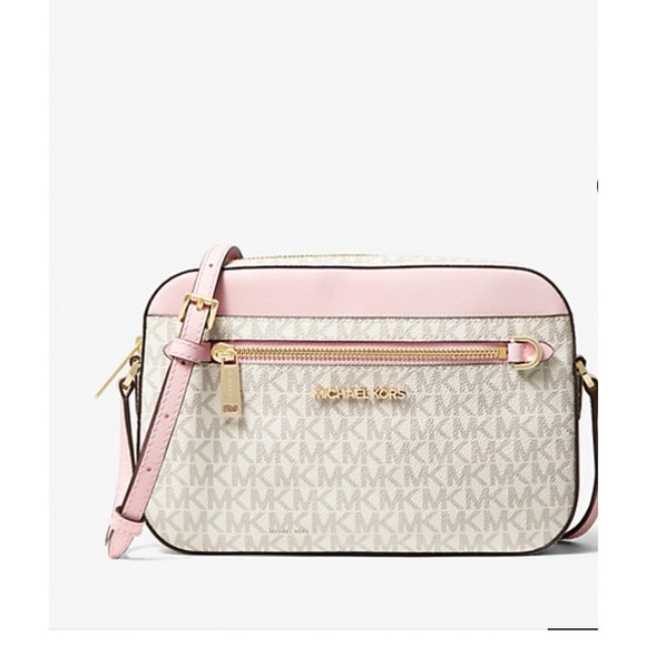 Michael Kors Handbags - Michael Kors  Signature Logo‎ Purse  Pink Trim Gold Chain NWT